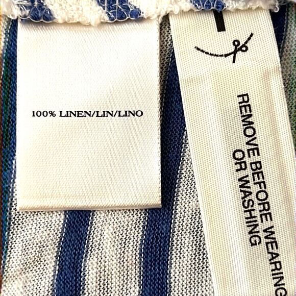 Ann Taylor Jewel Collar Striped 100% Linen Dolman Sleeve Top - Picture 11 of 12